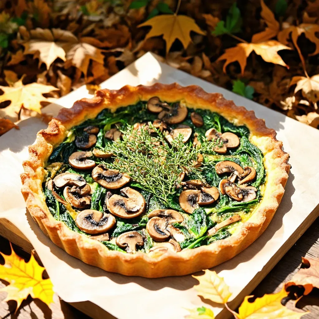 Tarte Rustique aux Champignons et Épinards