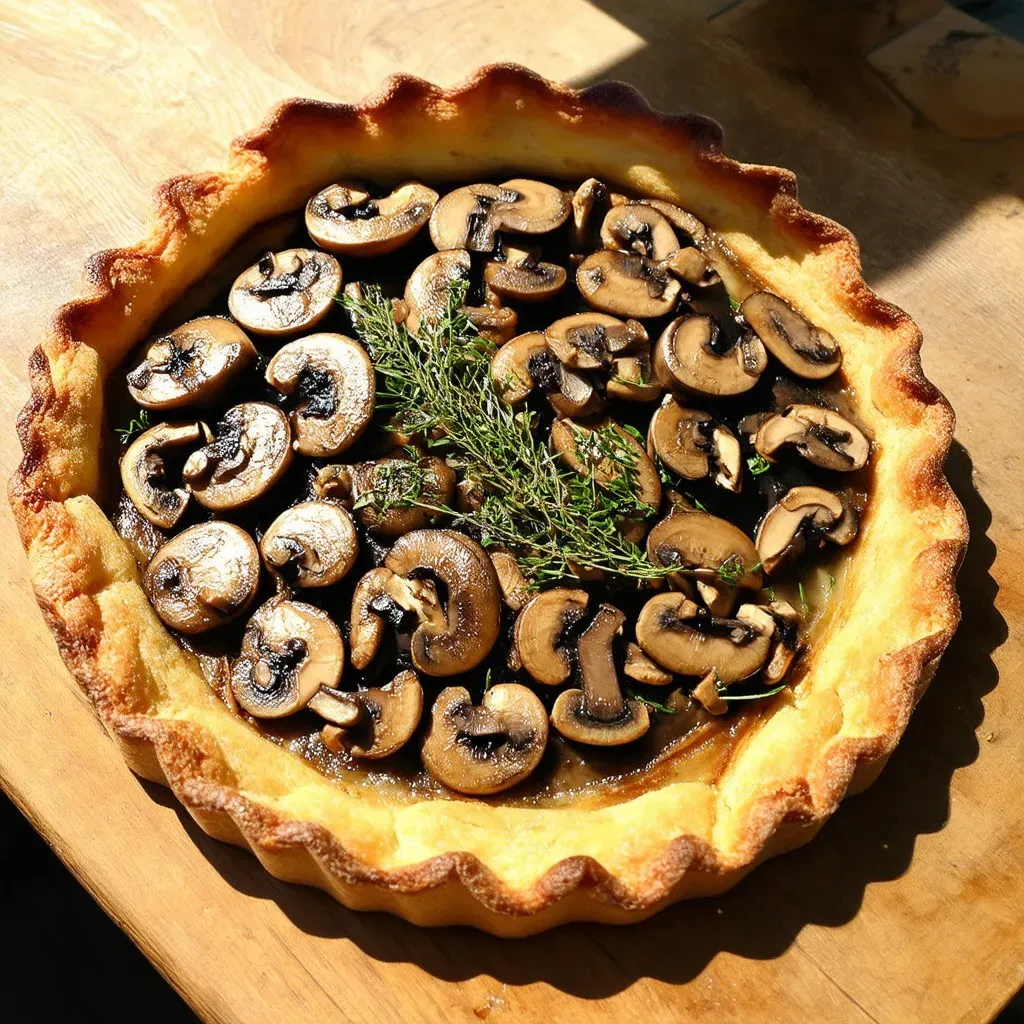 Tarte fine aux champignons - plat fini